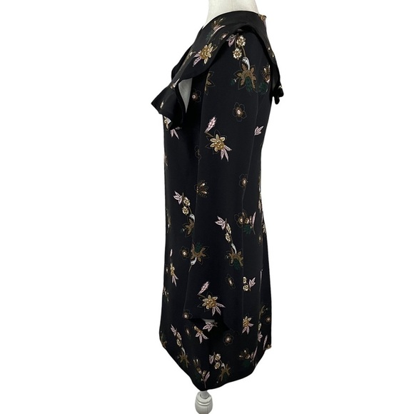 A.L.C. Annaleigh Silk Dark Floral Ruffled Yoke Dress - Picture 7 of 12